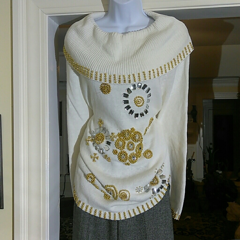 Victoria Harbour cowl neck sequin sweater